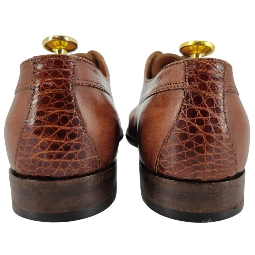 Exotic Bruno Magli Italy Brown Alligator Leather Oxfords Dress Shoes 10M Vintage - Picture 7 of 13